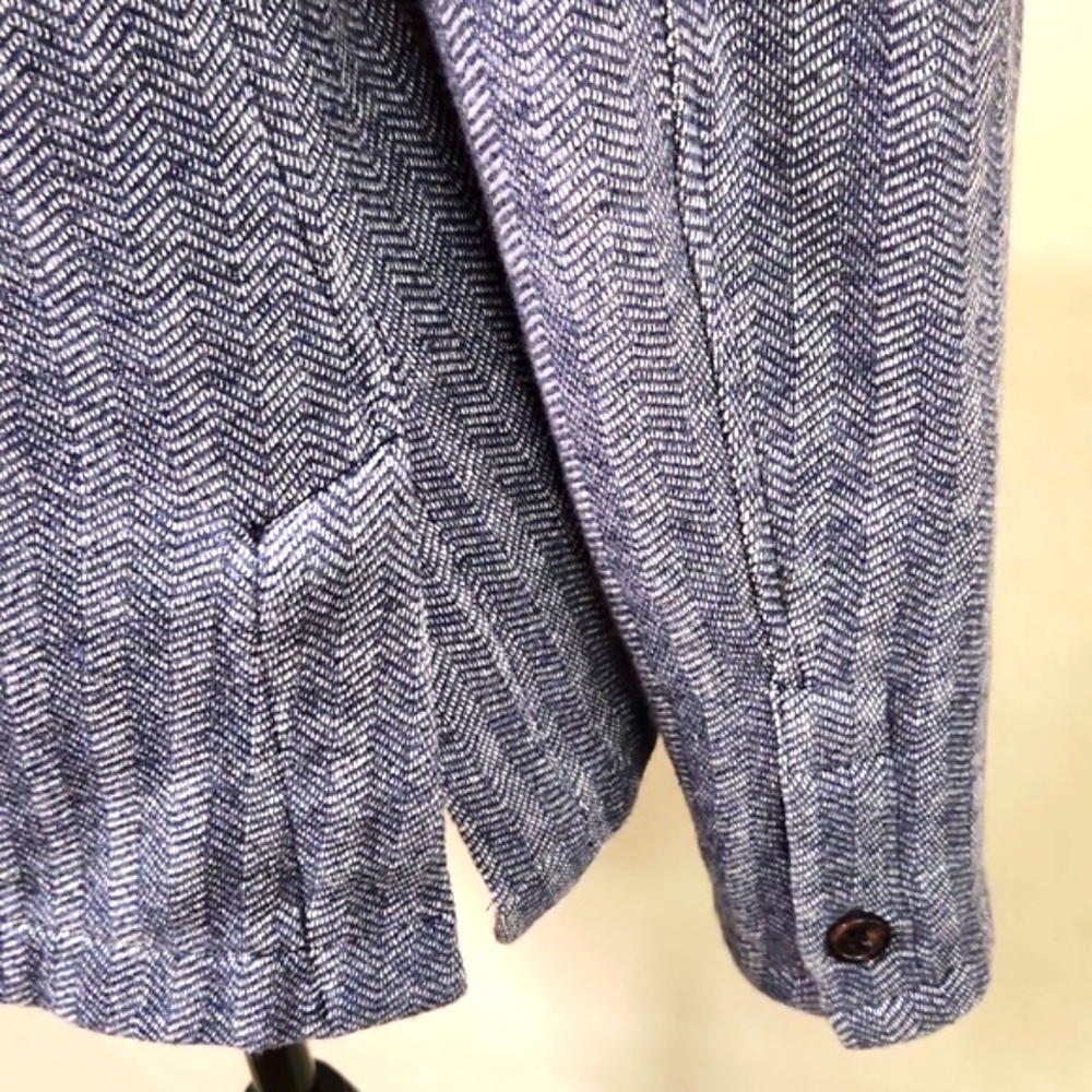 ECRU 💯 Cotton Herringbone Blazer Size Medium - Picture 5 of 10
